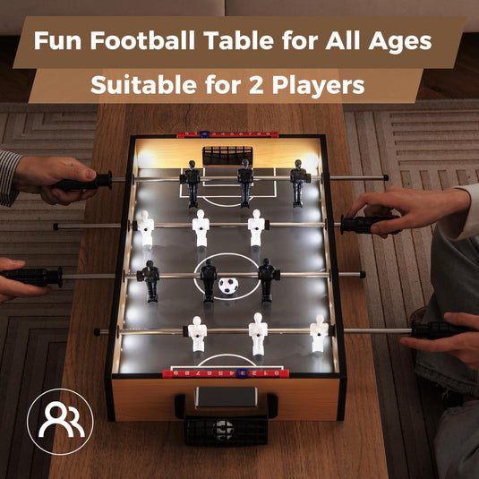 Goplus Foosball Table, 20 Inch Mini Soccer Game Table with LED Lights, 2 Footballs, Non-Slip Handle