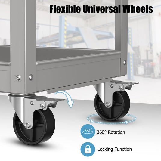 Goplus 3-Layer Service Utility Cart, Heavy Duty Unity Cart with Flat Handle