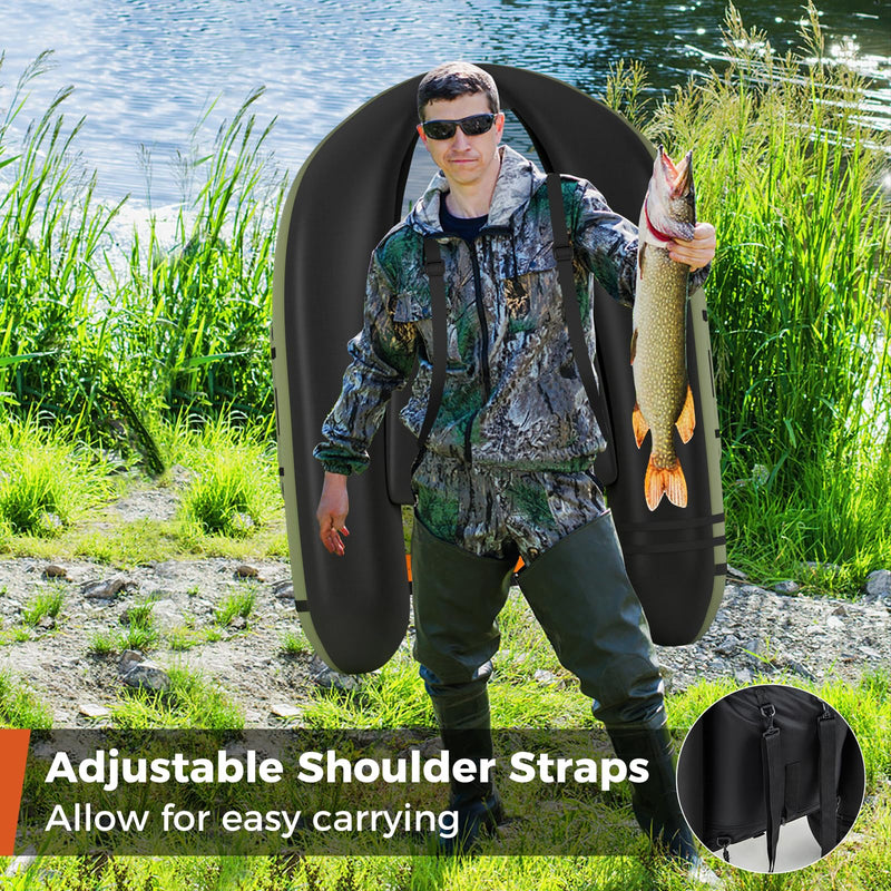 Load image into Gallery viewer, Goplus Inflatable Float Tube, Fishing Belly Boat with Fish Ruler, Pump, Storage Bag, Adjustable Straps
