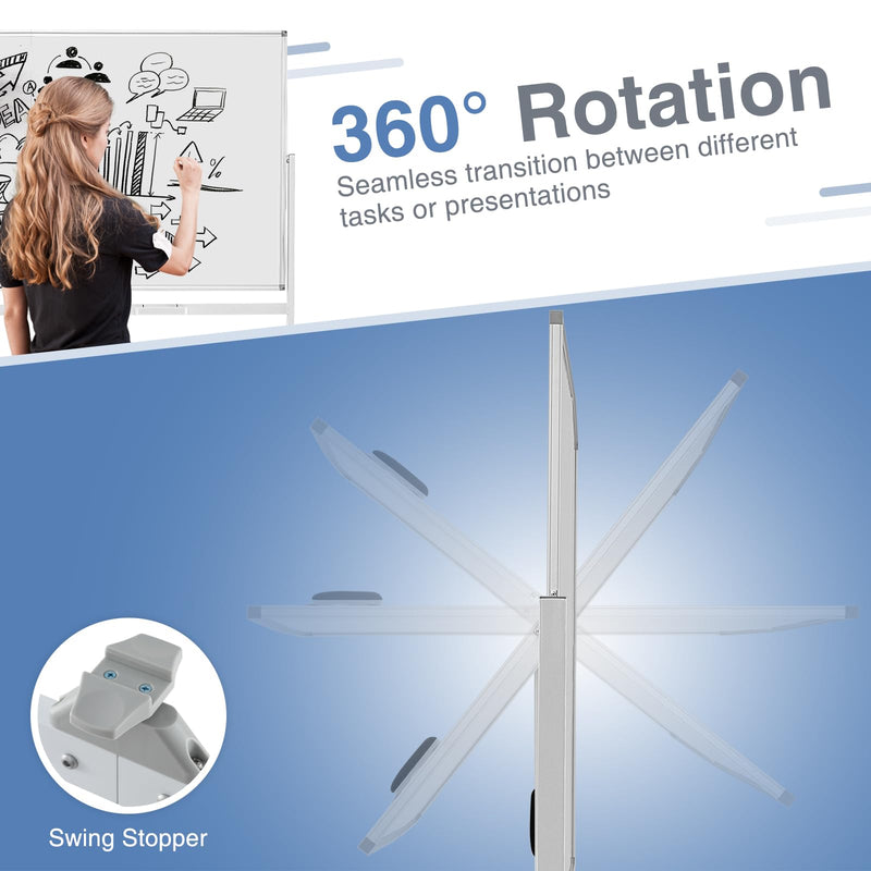 Load image into Gallery viewer, Goplus Rolling Whiteboard on Wheels, 70&quot; x 35&quot; Double-Sided Magnetic Whiteboard with Stand and Aluminum Alloy Frame
