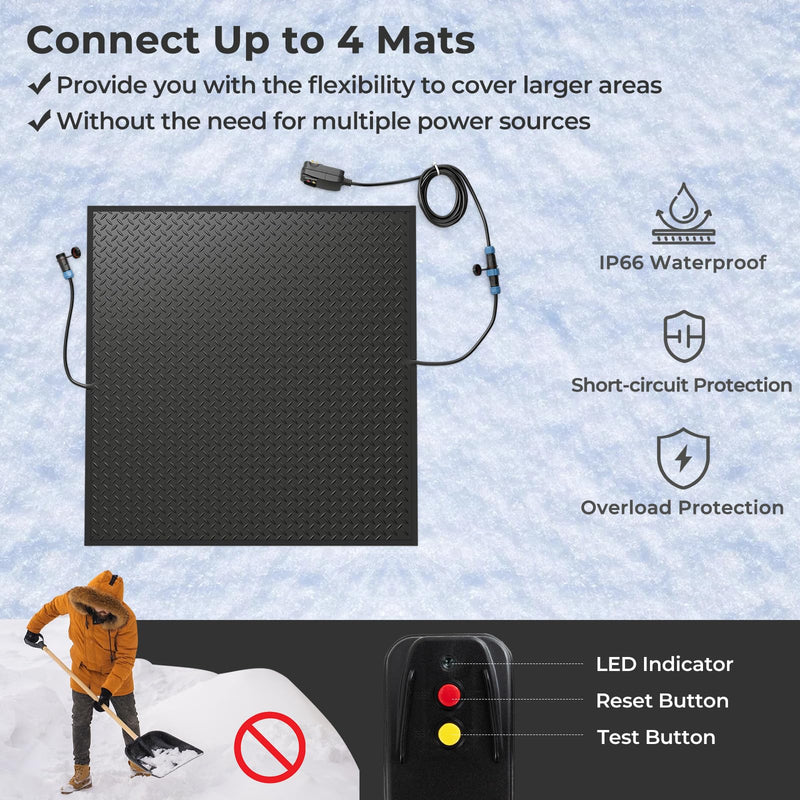 Load image into Gallery viewer, Goplus Heated Snow Melting Mat, Heated Outdoor Mat for Winter Snow Removal (30” x 30” with Power Cord + Without Power Cord)
