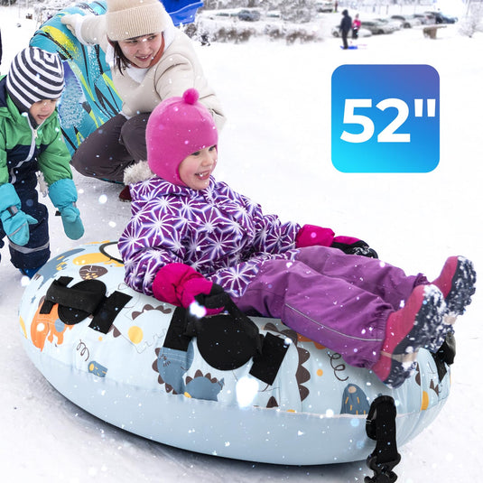 Goplus Snow Tube, 52" Inflatable Snow Sled w/Premium Polyester Oxford Cover