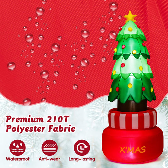 Goplus 8FT Tall Christmas Inflatables, LED Lighted Xmas Inflatable Rotating Tree Freestanding