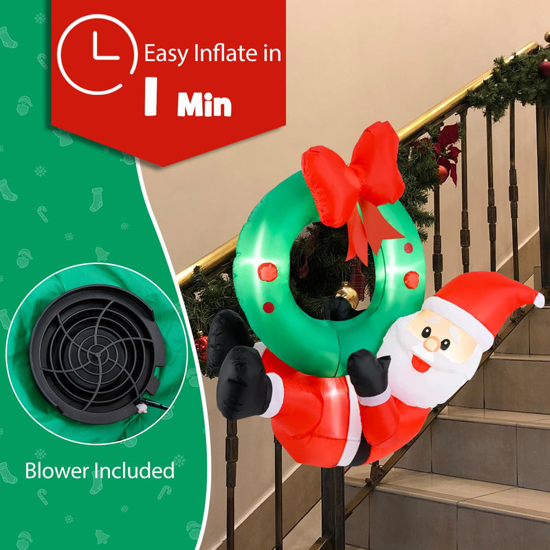 Load image into Gallery viewer, Goplus Christmas Inflatables, 4FT Blow up Santa Claus w/LED Lights &amp; Christmas Wreath
