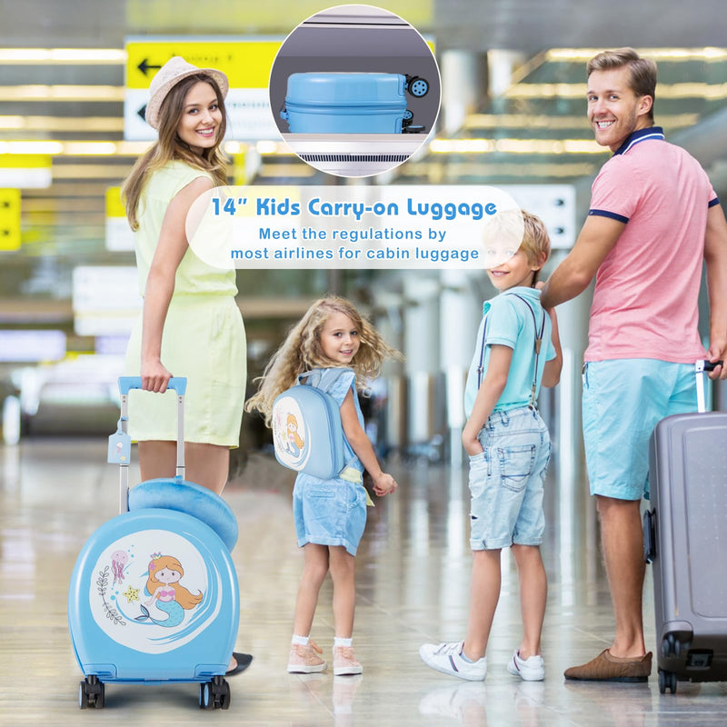 Load image into Gallery viewer, Goplus 4 Piece Kids Luggage Set, 14” Carry-on Hardside Spinner Luggage w/ 10” Backpack
