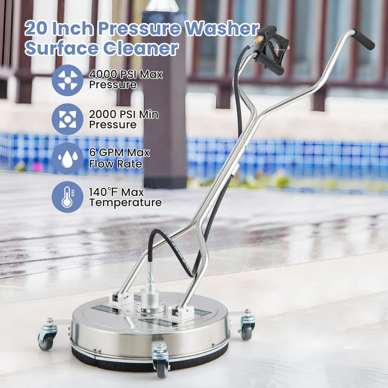 Load image into Gallery viewer, Goplus 20&quot; Pressure Washer Surface Cleaner with 4 Wheels, Dual Handle, Stainless Steel Housing

