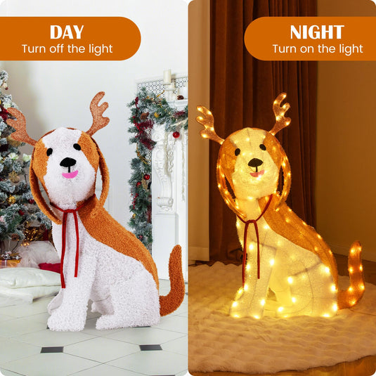 Goplus Lighted Christmas Dog, Indoor Outdoor Puppy Decoration w/LED Lights