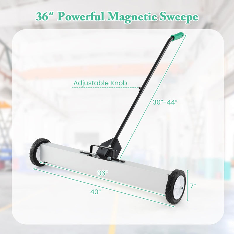 Load image into Gallery viewer, Goplus 36-Inch Magnetic Sweeper with Wheels, 50 LBS Telescoping Rolling Pickup Sweeper with Adjustable Handle
