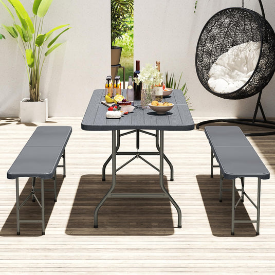 Goplus 6ft Plastic Folding Table, 350 LBS Indoor Outdoor Heavy Duty Portable Folding Tables with HDPE Tabletop