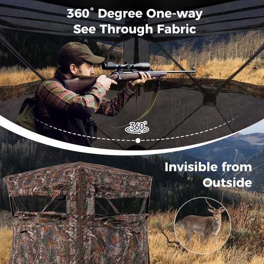 thumbnail image 2 of LUCKUNTER 360 Degree See Through Hunting Blind 2-3 Person Ground 2 of 9