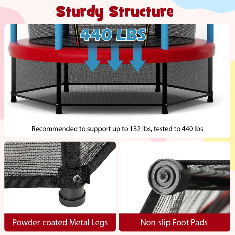 Load image into Gallery viewer, Goplus 55” Trampoline for Kids, ASTM Approved Toddler Trampoline with Safety Enclosure Net
