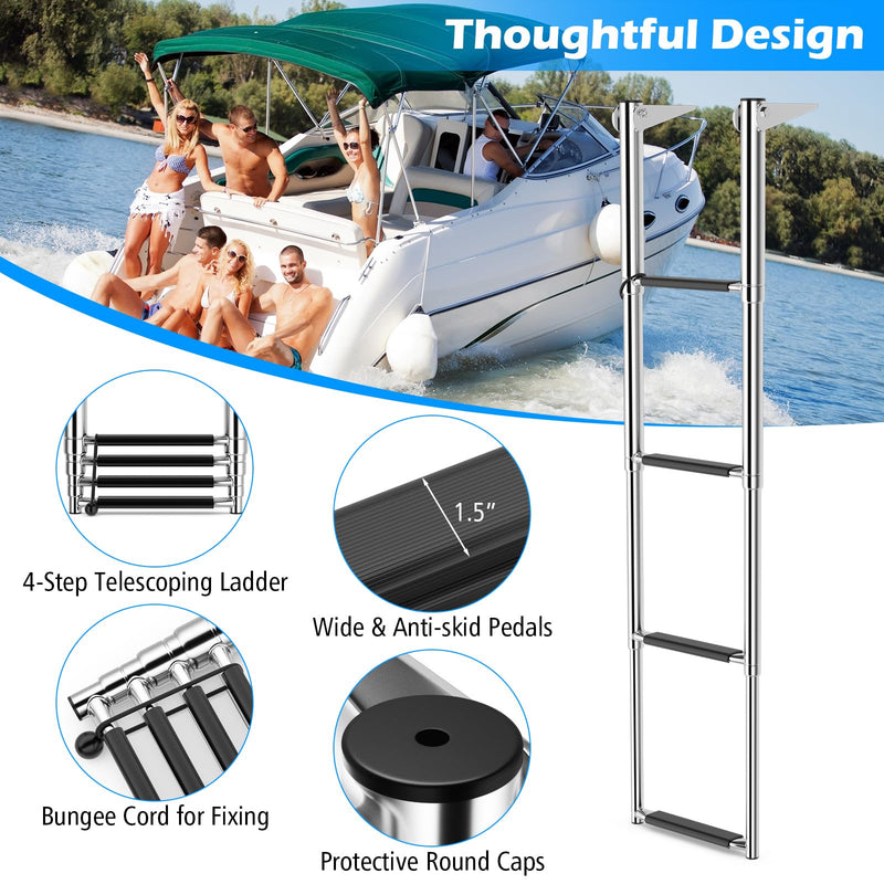 Load image into Gallery viewer, Goplus 4 Step Telescoping Boat Ladder

