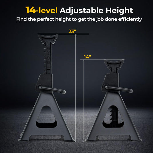 Goplus 6 Ton (13,000 lbs) Capacity Jack Stands, Heavy Duty Metal Car Lifting Stands with 14”-23” Adjustable Height, Self-Locking Floor Jack Stands