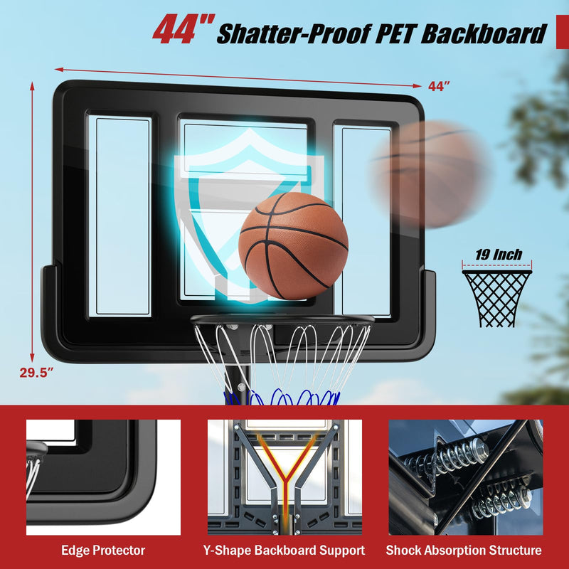 Load image into Gallery viewer, Goplus Portable Basketball Hoop, 10FT Height Adjustable Basketball Goal w/44‘’ Shatterproof Backboard
