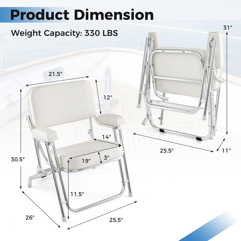 Load image into Gallery viewer, Goplus Folding Deck Chair, Aluminum Boat Seat w/Upholstered Seat, Soft Padded Backrest &amp; Armrests
