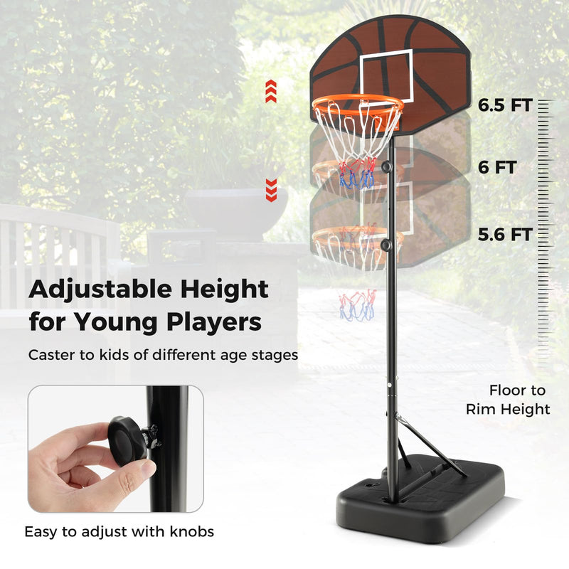 Load image into Gallery viewer, Goplus Portable Basketball Hoop Outdoor, 5.6-6.5 FT Height Adjustable Basketball Goal System with Shatterproof Backboard
