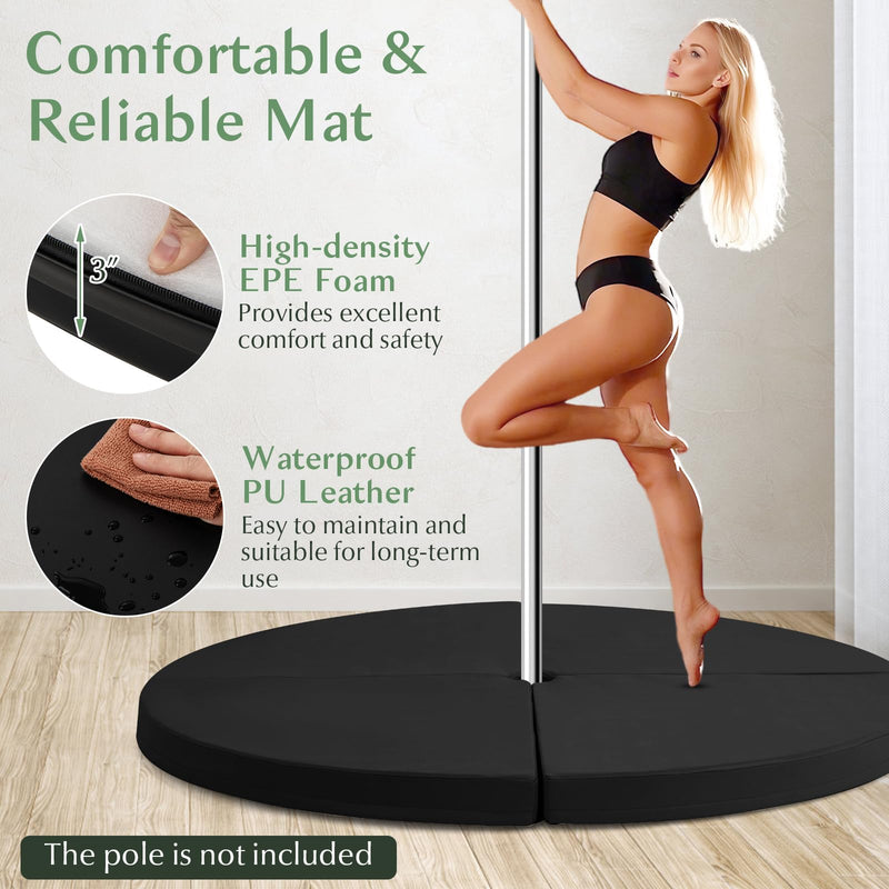 Load image into Gallery viewer, Goplus Pole Dance Crash Mat, Round Portable Yoga Mat with EPE Foam, Safety Dancing Cushion Specialized Fall Safety Padding
