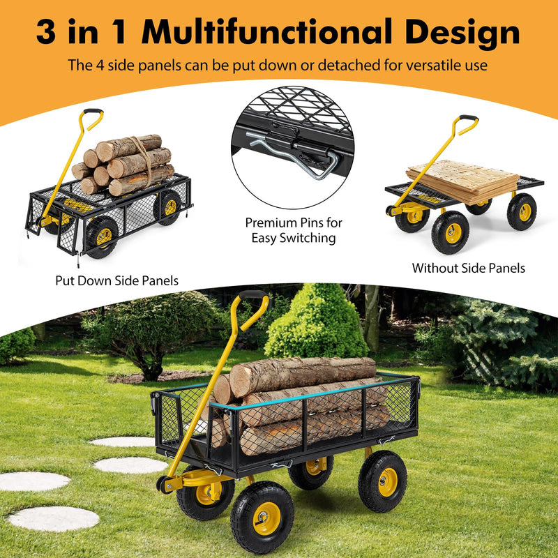 Load image into Gallery viewer, Goplus Utility Garden Wagon, Outdoor Platform Cart w/4 Removable Side Panels, 900 LBS Load Capacity (43” x 21” x 36”)
