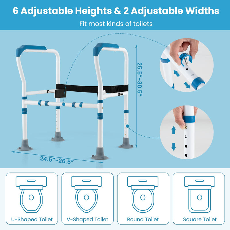 Load image into Gallery viewer, Goplus Toilet Safety Rails, Heavy Duty Toilet Safety Frames &amp; Rails with Handles for Elderly, Handicap and Disabled
