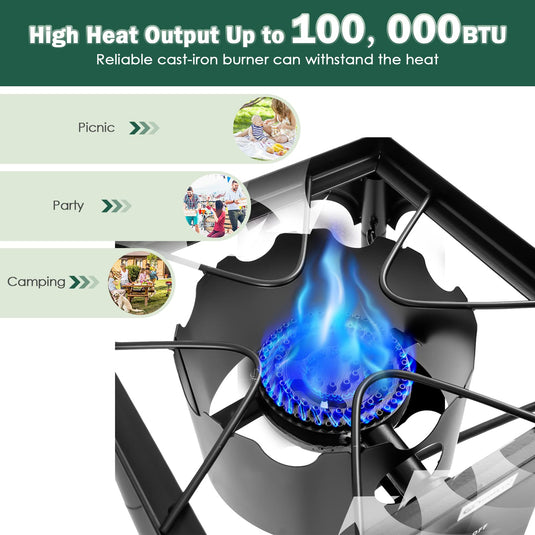 100000 BTU Camp Stove High Pressure Propane Gas Cooker - Goplus