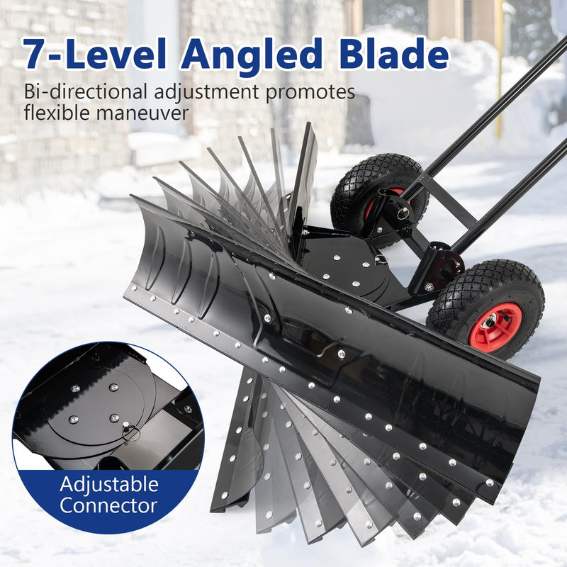 Load image into Gallery viewer, Goplus 36” Wide Snow Shovel for Driveway, Heavy-Duty Metal Snow Plow w/ 7-Position Angled Blade
