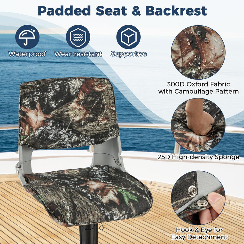 Load image into Gallery viewer, Goplus Low/High Back Boat Seats, Folding Boat Seat with Stainless Steel Screws &amp; Aluminum Hinges, Thickened Sponge Padding
