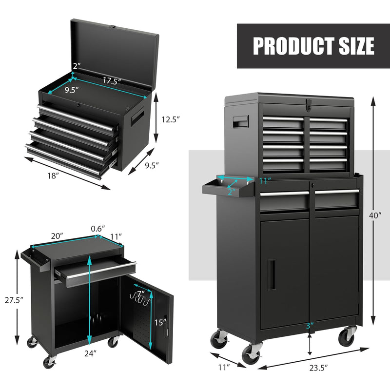 Load image into Gallery viewer, Goplus Tool Chest, 5-Drawer Rolling Tool Storage Cabinet with Detachable Top Tool Box
