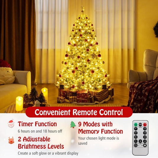 Goplus 6ft / 7.5ft / 9ft Pre-Lit Artificial Christmas Tree with 360° Q ...