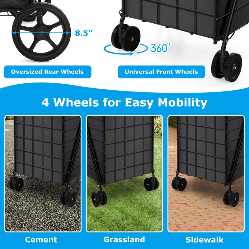 Load image into Gallery viewer, Goplus Folding Shopping Cart for Groceries, 330 LBS Weight Capacity, 360¡ã Rolling Swivel Wheels and Double Basket
