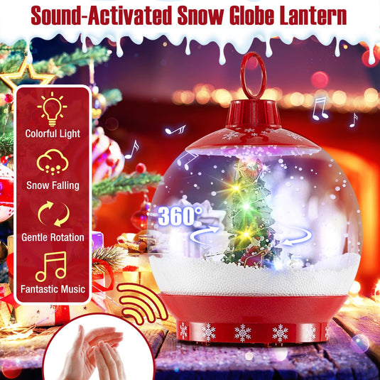 Goplus 68 Inch Musical Christmas Street Lamp, Festive Lamp Post w/Sound-Activated Snow Globe Lantern