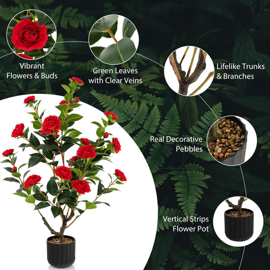 Goplus 38’’ Artificial Camellia Tree