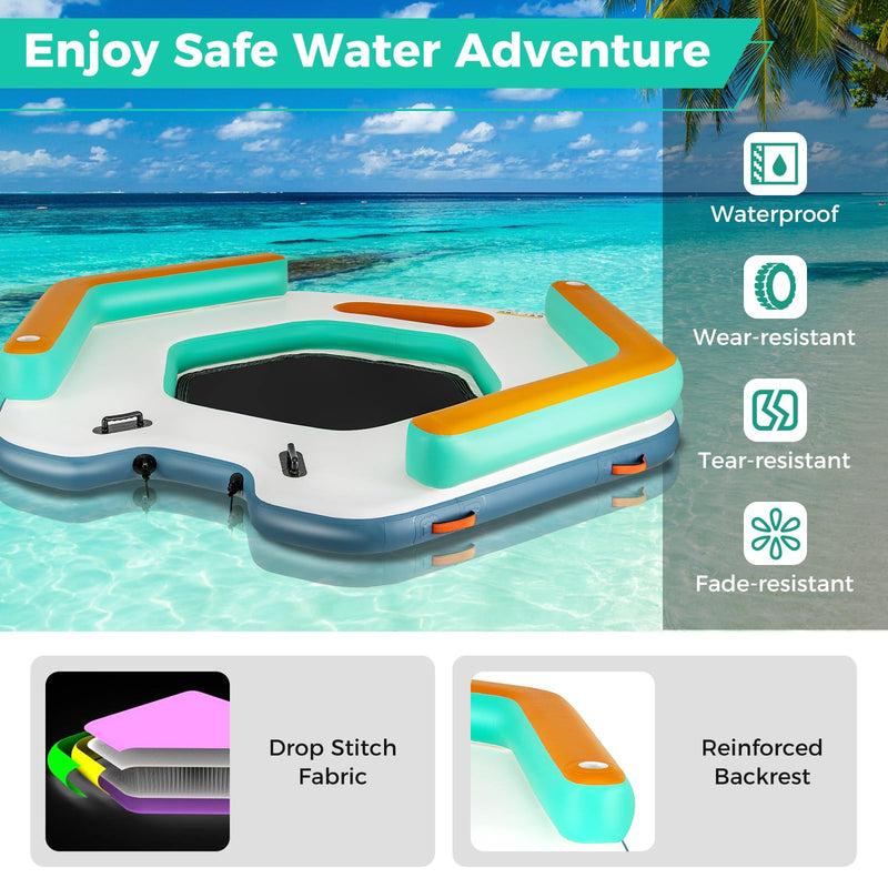 Load image into Gallery viewer, Goplus Inflatable Floating Dock, 8.7FT x 8.7FT Inflatable Dock Platform w/Detachable Ladder
