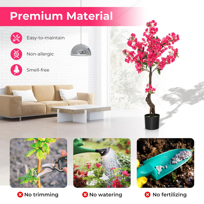 Load image into Gallery viewer, Goplus 41” Artificial Plum Blossom Tree, Fake Floral Plant with 92 Flowers &amp; Realistic Trunk in Plastic Nursery Pot
