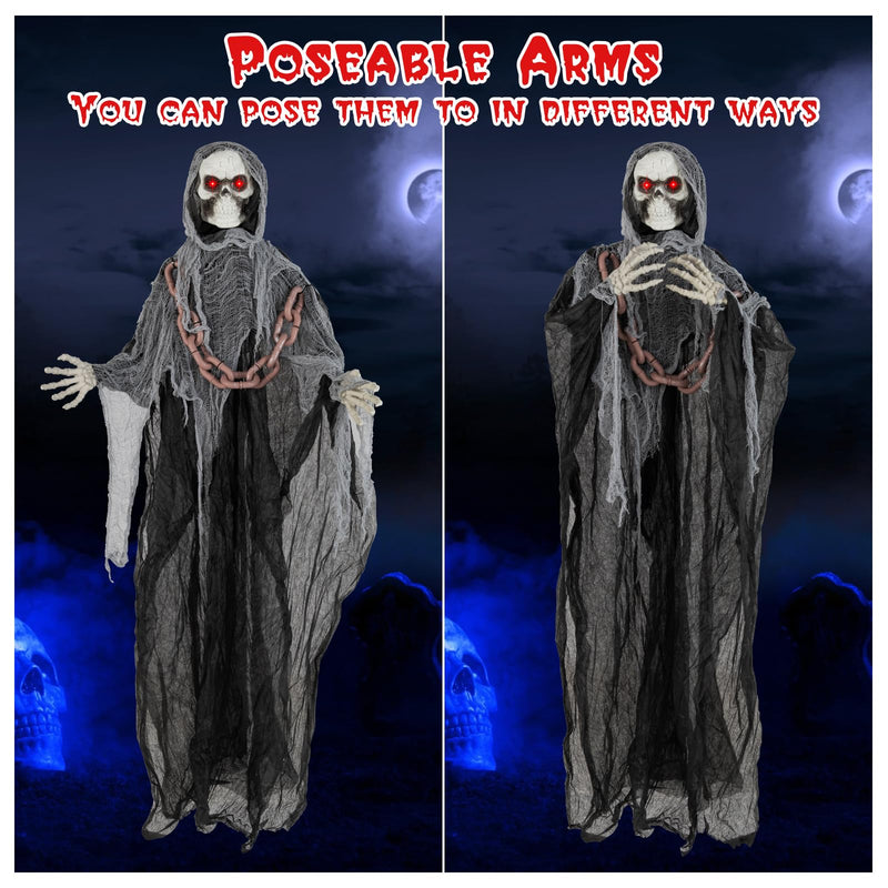 Load image into Gallery viewer, Goplus 6.4 FT Halloween Animatronic Standing Grim Reaper, Halloween Decoration with Chain
