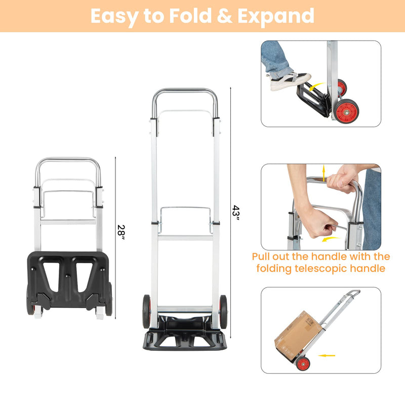 Load image into Gallery viewer, Goplus Folding Hand Truck, Aluminum Dolly Cart w/Telescopic Handle
