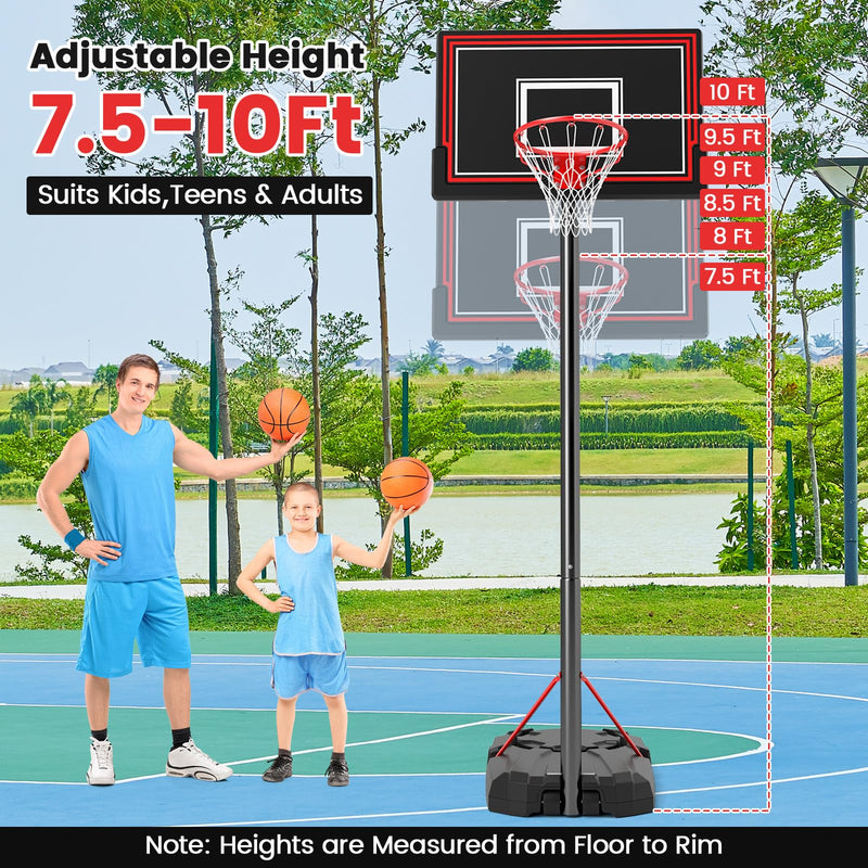 Load image into Gallery viewer, Goplus Portable Basketball Hoop Outdoor, 7.5-10 FT Height Adjustable Basketball Goal System with 44” Shatterproof Backboard
