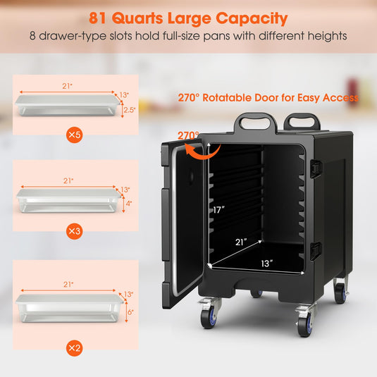 Goplus Insulated Food Pan Carrier for 5 Full-size Pans