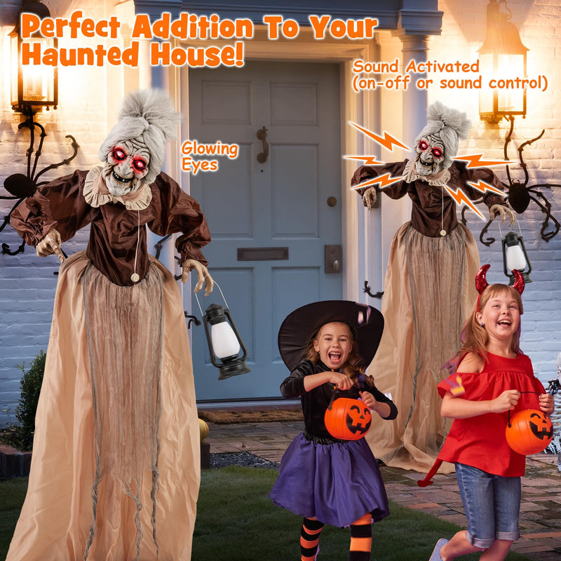 Load image into Gallery viewer, Goplus Halloween Animatronic, Talking Zombie Maid in Lantern
