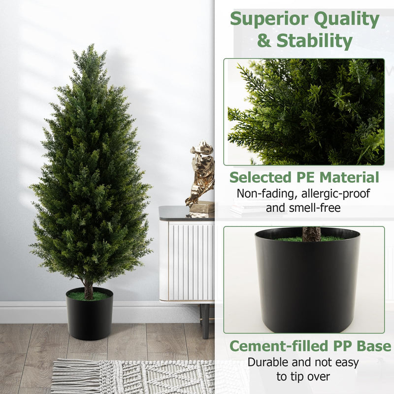 Load image into Gallery viewer, Goplus 3FT Artificial Topiary Cedar Tree, Faux Potted Plants Artificial Cypress Tree with Cement Plastic Pot
