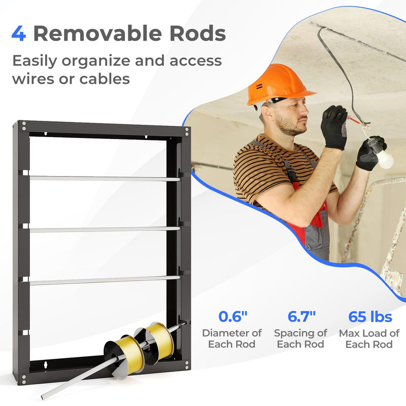 Load image into Gallery viewer, Goplus Wire Spool Rack with 4 Rods, Ribbon Holder Organizer Rack, Wall Mounted Cable/Wire Dispenser
