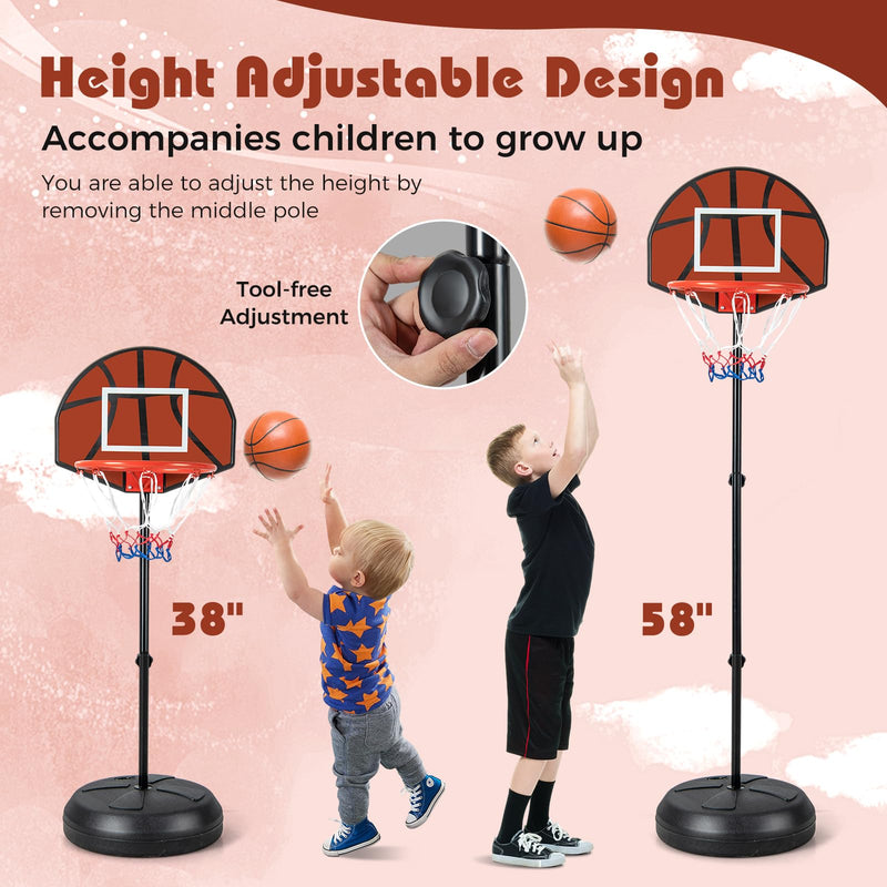 Load image into Gallery viewer, Goplus Kids Basketball Hoop, 2-in-1 Toddler Basketball Goal System with Dart Board, 6 Darts, Fillable Base
