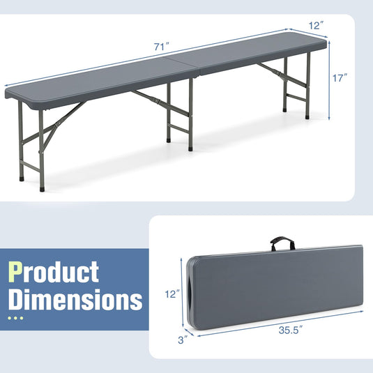 Goplus 6 Feet Plastic Folding Bench, Portable Foldable Bench Seat with 1320 LBS Capacity