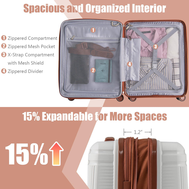 Load image into Gallery viewer, Goplus Carry On Luggage Set, 2 Piece Airline Approved 20” Suitcase &amp; 14” Cosmetic Case
