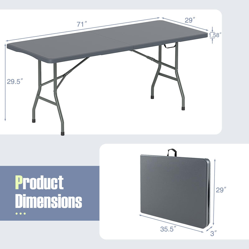 Load image into Gallery viewer, Goplus 6ft Plastic Folding Table, 350 LBS Outdoor Heavy Duty Folding Tables with HDPE Tabletop
