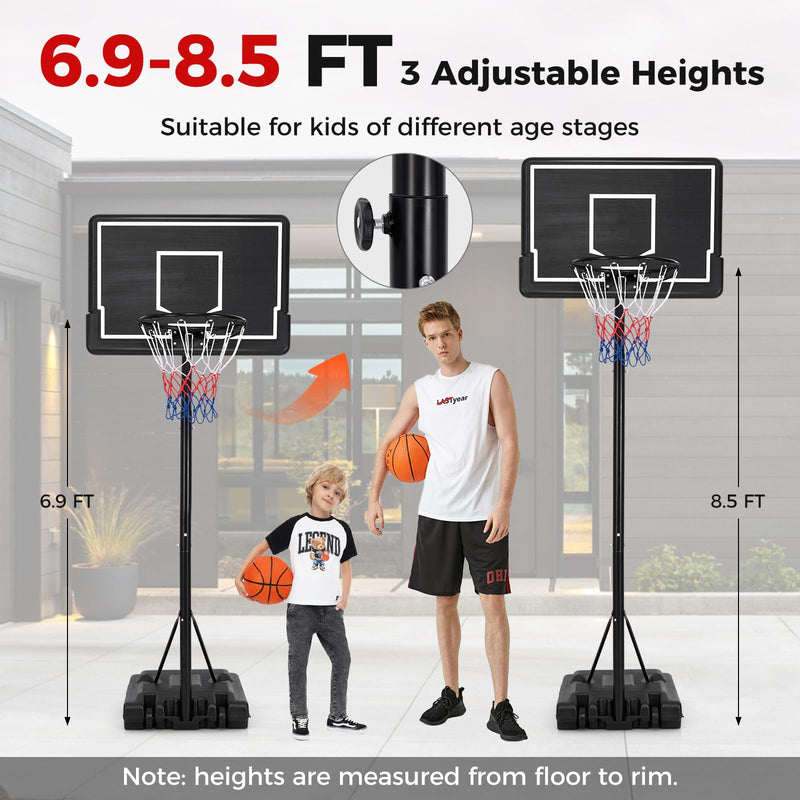 Load image into Gallery viewer, Goplus Portable Outdoor Basketball Hoop, 6.9-8.5 FT Adjustable Basketball Goal System w/Fillable Base
