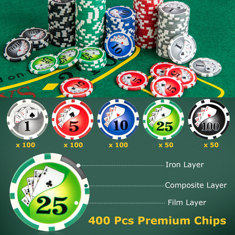 Load image into Gallery viewer, Goplus Poker Chip Set, Casino Poker Chips with 400 PCS Chips, 6 Decks Cards, Dealer Button
