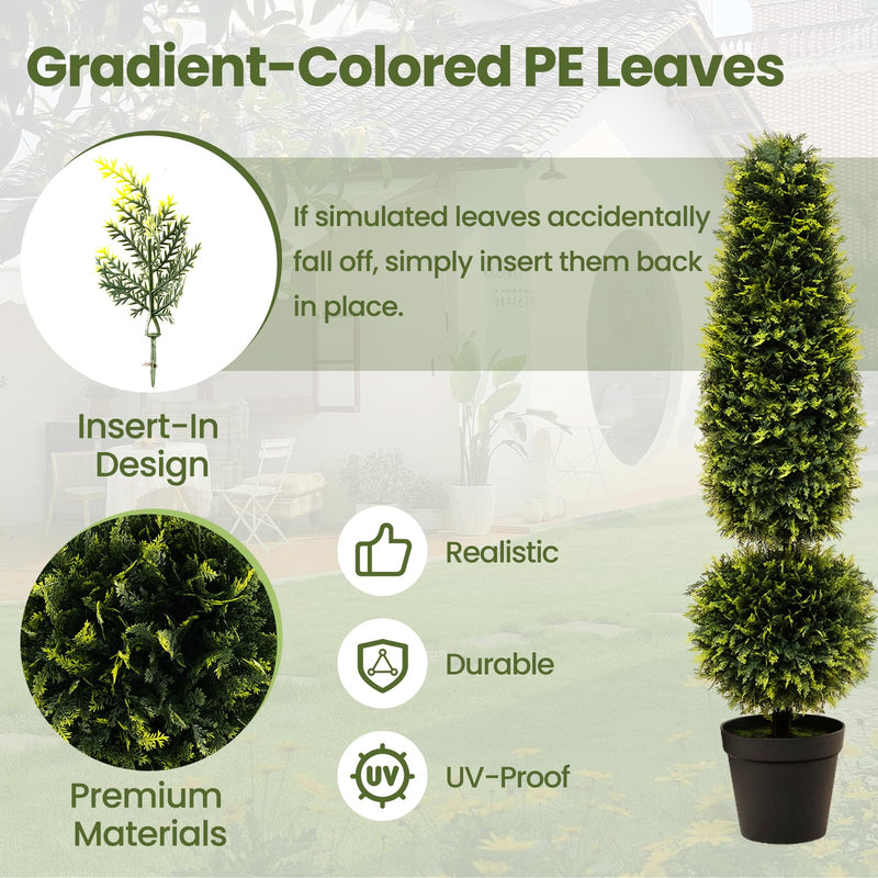 Load image into Gallery viewer, Goplus 4FT Artificial Boxwood Topiary Tree, Faux Potted Plants with Natural Vines
