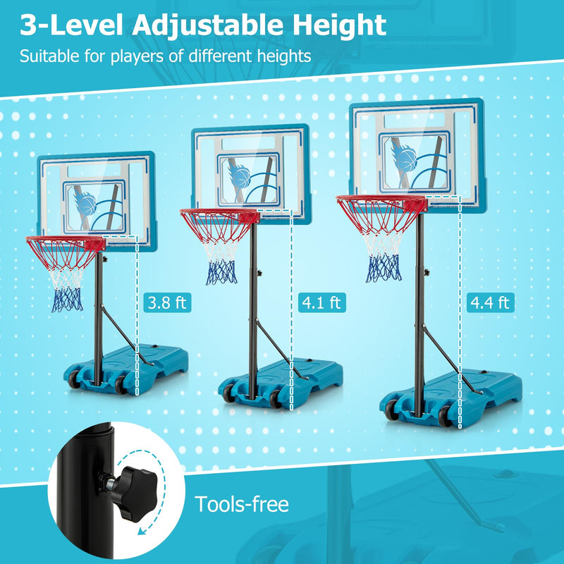 Load image into Gallery viewer, Goplus Basketball Hoop Outdoor, 3.8-4.4FT Height Adjustable Poolside Basketball Goal System
