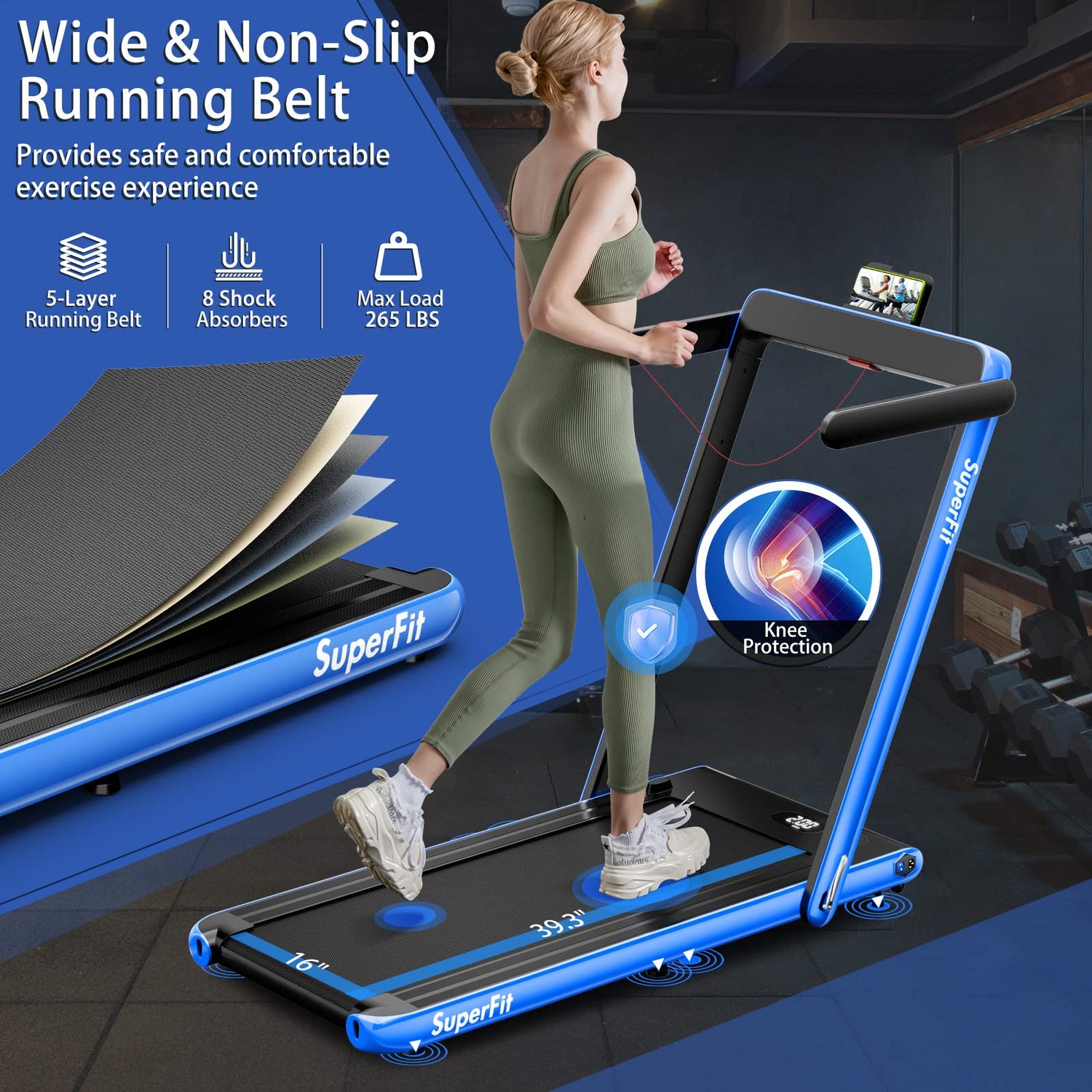 Goplus In Folding Treadmill, Superfit Under Desk