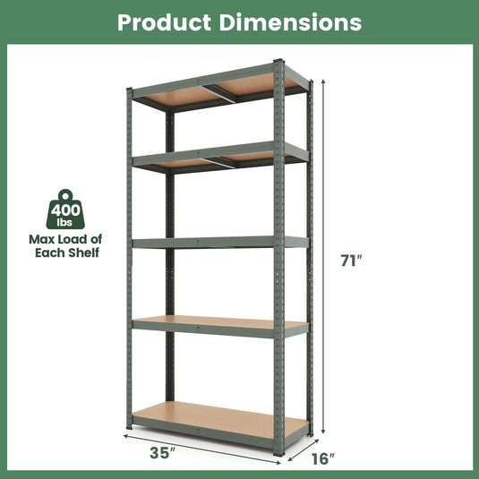 Goplus 5 Tier Adjustable Garage Shelving Unit, 2000 lbs Max Load, 35”W x 16”D x 71”H Multipurpose Organizing Shelf, 4 Pack